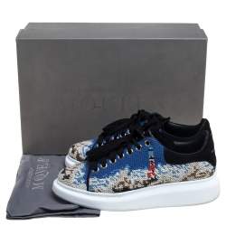Alexander McQueen Multicolor Printed Canvas And Suede Oversized Sneakers Size 40