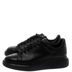 Alexander McQueen Black Leather Oversized Low Top Sneakers Size 40