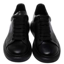 Alexander McQueen Black Leather Oversized Low Top Sneakers Size 40
