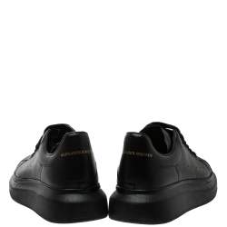 Alexander McQueen Black Leather Oversized Low Top Sneakers Size 40