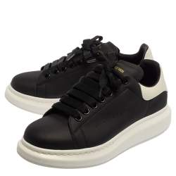 Pre Owned  Alexander McQueen Black/White Leather Oversized Sneakers Size 43