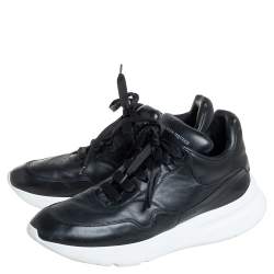 Pre Owned Alexander McQueen Black Leather Lace Up Sneakers Size 44