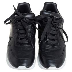 Pre Owned Alexander McQueen Black Leather Lace Up Sneakers Size 44