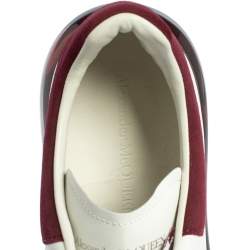 Pre Owned Alexander McQueen White/Burgundy Suede And Leather Oversized Clear Sole Low Top Sneakers Size 45.5