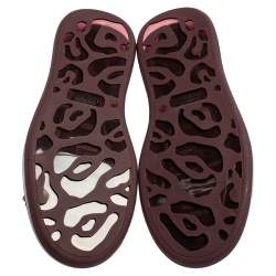 Pre Owned Alexander McQueen White/Burgundy Suede And Leather Oversized Clear Sole Low Top Sneakers Size 45.5