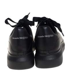 Pre Owned Alexander McQueen Black Leather Oversized Sneakers Size 40