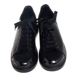 Pre Owned Alexander McQueen Black Leather Oversized Sneakers Size 40