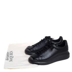 Pre Owned Alexander McQueen Black Leather Oversized Sneakers Size 40