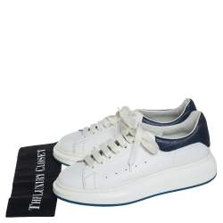 Pre Owned Alexander McQueen White/Blue Leather Oversized Sneakers Size 44