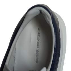 Pre Owned Alexander McQueen White/Blue Leather Oversized Sneakers Size 44