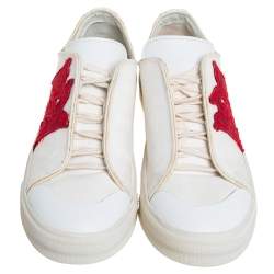 مملوكة مسبقًا Alexander McQueen White Leather And Canvas Patch Low Top Sneakers Size 39
