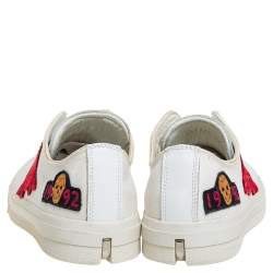 مملوكة مسبقًا Alexander McQueen White Leather And Canvas Patch Low Top Sneakers Size 39