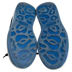 Pre Owned Alexander McQueen Navy Blue/White Leather, Mesh and Suede Oversized Sneakers 43