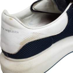Pre Owned Alexander McQueen Navy Blue/White Leather, Mesh and Suede Oversized Sneakers 43