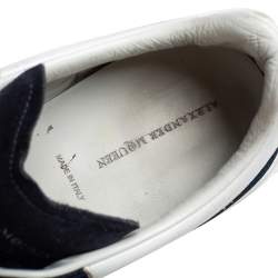 Pre Owned Alexander McQueen Navy Blue/White Leather, Mesh and Suede Oversized Sneakers 43