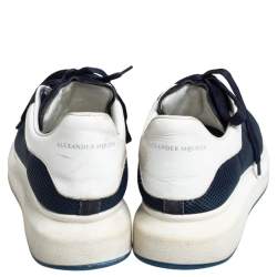 Pre Owned Alexander McQueen Navy Blue/White Leather, Mesh and Suede Oversized Sneakers 43