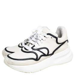 Pre Owned Alexander McQueen White/Black Leather Runner Sneakers Size 41