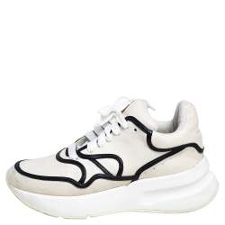 Pre Owned Alexander McQueen White/Black Leather Runner Sneakers Size 41