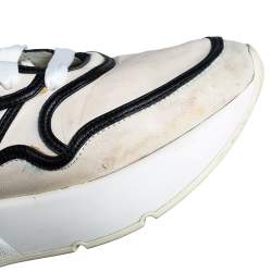 Pre Owned Alexander McQueen White/Black Leather Runner Sneakers Size 41