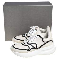 Pre Owned Alexander McQueen White/Black Leather Runner Sneakers Size 41