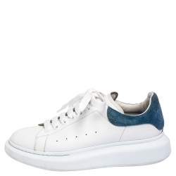 Pre Owned Alexander McQueen White Suede And Leather Exaggerated Sneakers Size 42