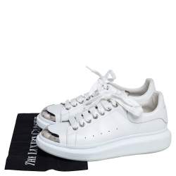 Alexander McQueen White Leather Oversized Cap Toe Low Top Sneakers Size 40