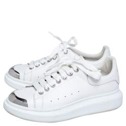 Alexander McQueen White Leather Oversized Cap Toe Low Top Sneakers Size 40