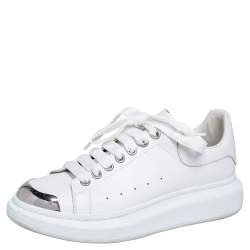 Alexander McQueen White Leather Oversized Cap Toe Low Top Sneakers Size 40