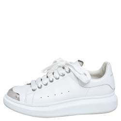 Alexander McQueen White Leather Oversized Cap Toe Low Top Sneakers Size 40