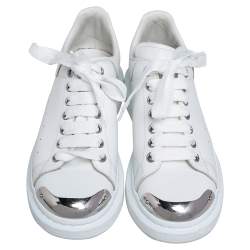 Alexander McQueen White Leather Oversized Cap Toe Low Top Sneakers Size 40
