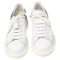 Pre Owned Alexander McQueen White/Black Leather Oversized Sneakers Size 42