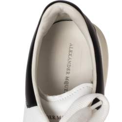 Pre Owned Alexander McQueen White/Black Leather Oversized Sneakers Size 42