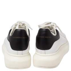 Pre Owned Alexander McQueen White/Black Leather Oversized Sneakers Size 42