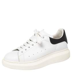 Pre Owned Alexander McQueen White/Black Leather Oversized Sneakers Size 42