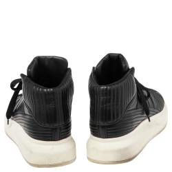 مملوكة مسبقًا حذاء رياضي أليكساندر ماكوين جلد أسود نمط كبير برباط مقاس 45