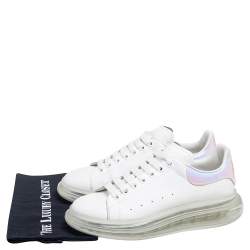Pre Owned Alexander Mcqueen White/Iridescent Leather Larry Oversized Sneakers Size 42