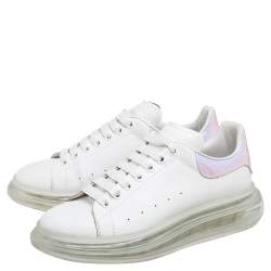 Pre Owned Alexander Mcqueen White/Iridescent Leather Larry Oversized Sneakers Size 42