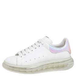 Pre Owned Alexander Mcqueen White/Iridescent Leather Larry Oversized Sneakers Size 42