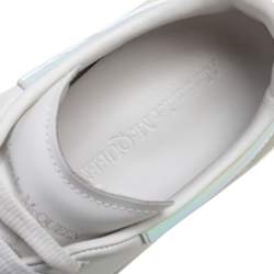 Pre Owned Alexander Mcqueen White/Iridescent Leather Larry Oversized Sneakers Size 42