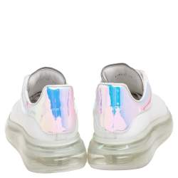 Pre Owned Alexander Mcqueen White/Iridescent Leather Larry Oversized Sneakers Size 42