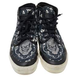 Pre Owned Alexander McQueen Multicolor Lace and Skull Print Canvas High Top Sneakers Size 44