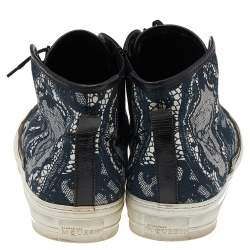 Pre Owned Alexander McQueen Multicolor Lace and Skull Print Canvas High Top Sneakers Size 44