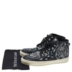 Pre Owned Alexander McQueen Multicolor Lace and Skull Print Canvas High Top Sneakers Size 44
