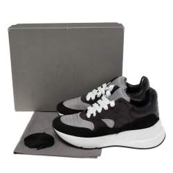 Pre Owned Alexander McQueen Black/Grey Suede And Leather Lace Up Sneakers Size 42