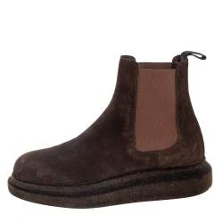 Pre Owned Alexander McQueen Brown Suede Hybrid Chelsea Boots Size 42