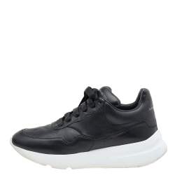 Pre Owned حذاء رياضي أليكساندر ماكوين لاري جلد أسود كبير الحجم مقاس 42