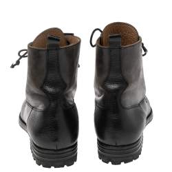 Pre Owned Alexander McQueen Black Leather Worker Boots Size 44 