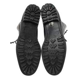 Pre Owned Alexander McQueen Black Leather Worker Boots Size 44 