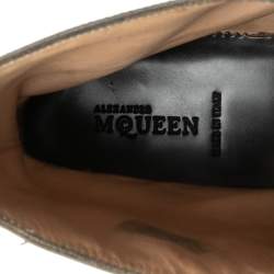 Pre Owned Alexander McQueen Black Leather Worker Boots Size 44 