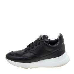 Pre Owned Alexander McQueen Black Leather Larry Oversized Sneakers Size 41